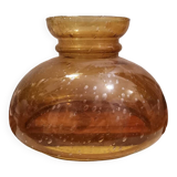 Globe de lampe vintage en verre soufflé style biot jaune suspension baladeuse