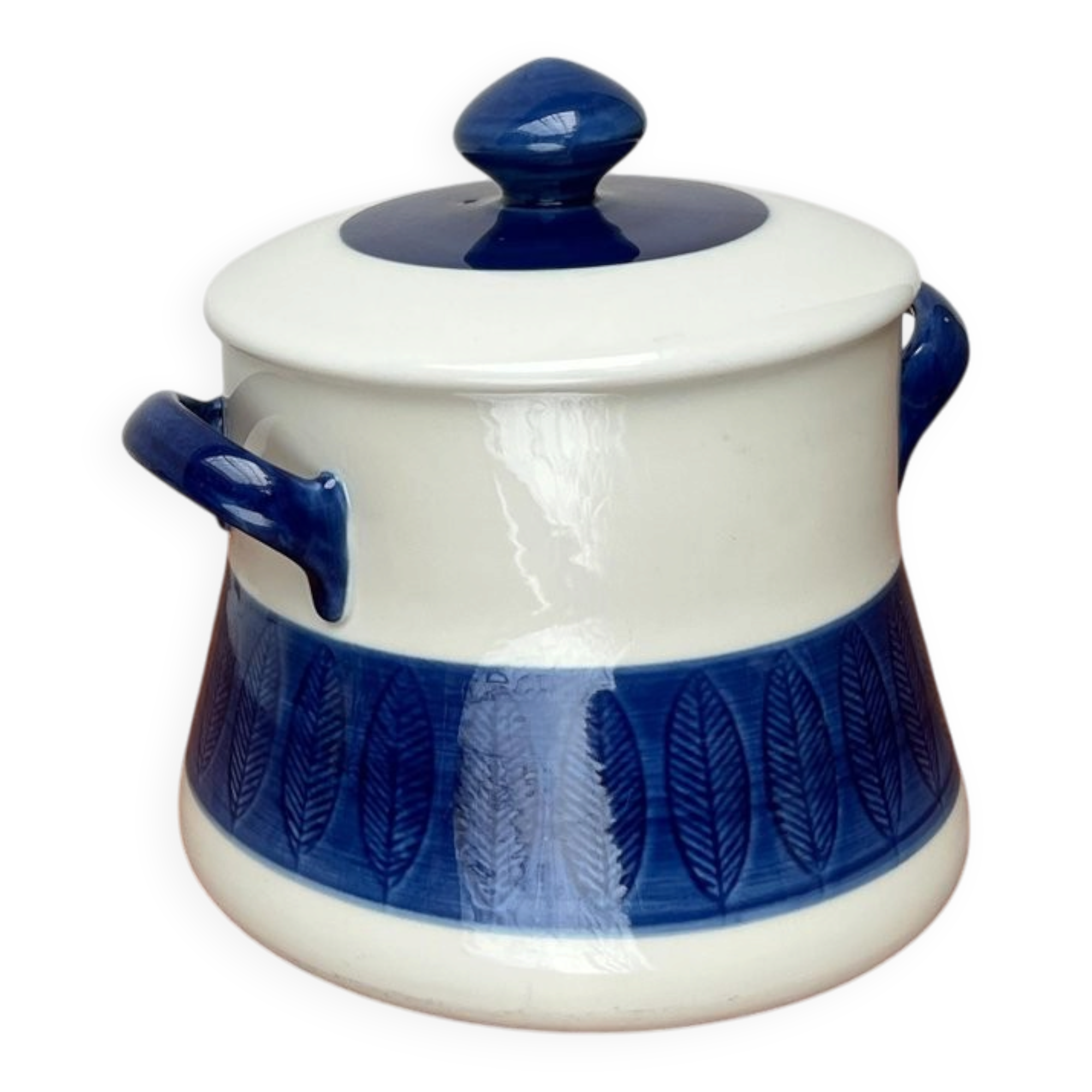 Grand Terrine Couvercle de Pot Suédois du Milieu du Siècle Koka Blue Bla par Hertha Bengtson pour Rörstrand, années 1950