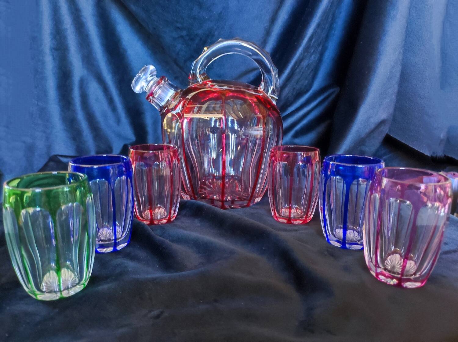 Saint-Louis overlay crystal port liqueur service