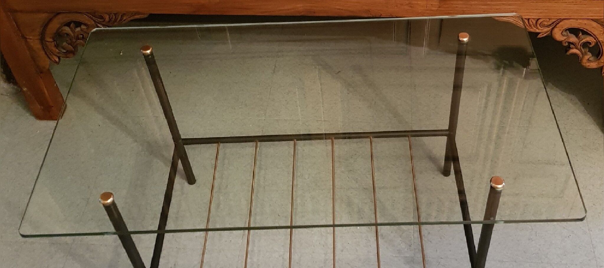 Glass and metal coffee table 1950