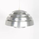 Vintage pendant light with brushed aluminum slats, 1970s