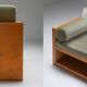 Three-seater sofa in moss green velvet and pitch pitch 1960