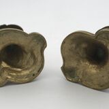 Pair of gilded bronze candlesticks with twisted decor and floral garlands, louis xv style