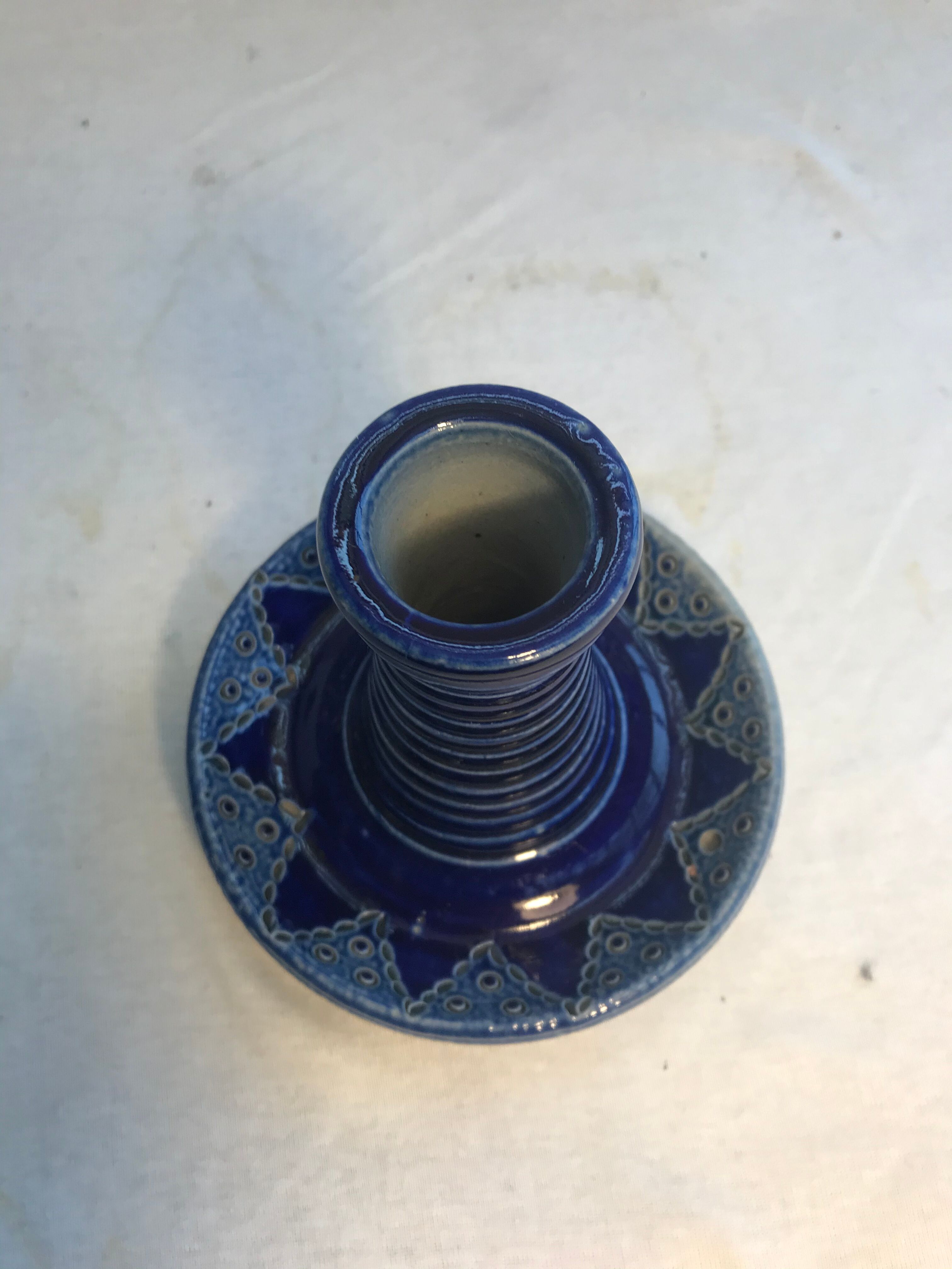 Pair of Betschdorf Schmitter ceramics bougeoirs