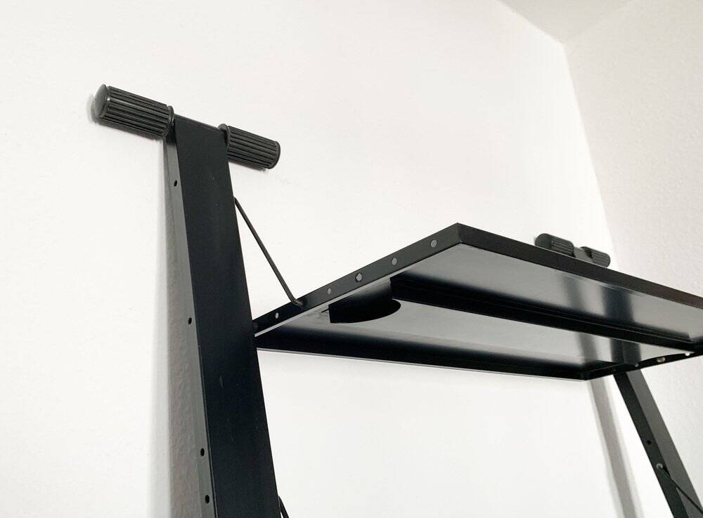 Postmodern Italian graffiti shelf by Rodney Kinsman for Bieffeplast, 1980s.