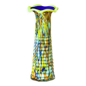 Vase en verre soufflé multicolore de Murano