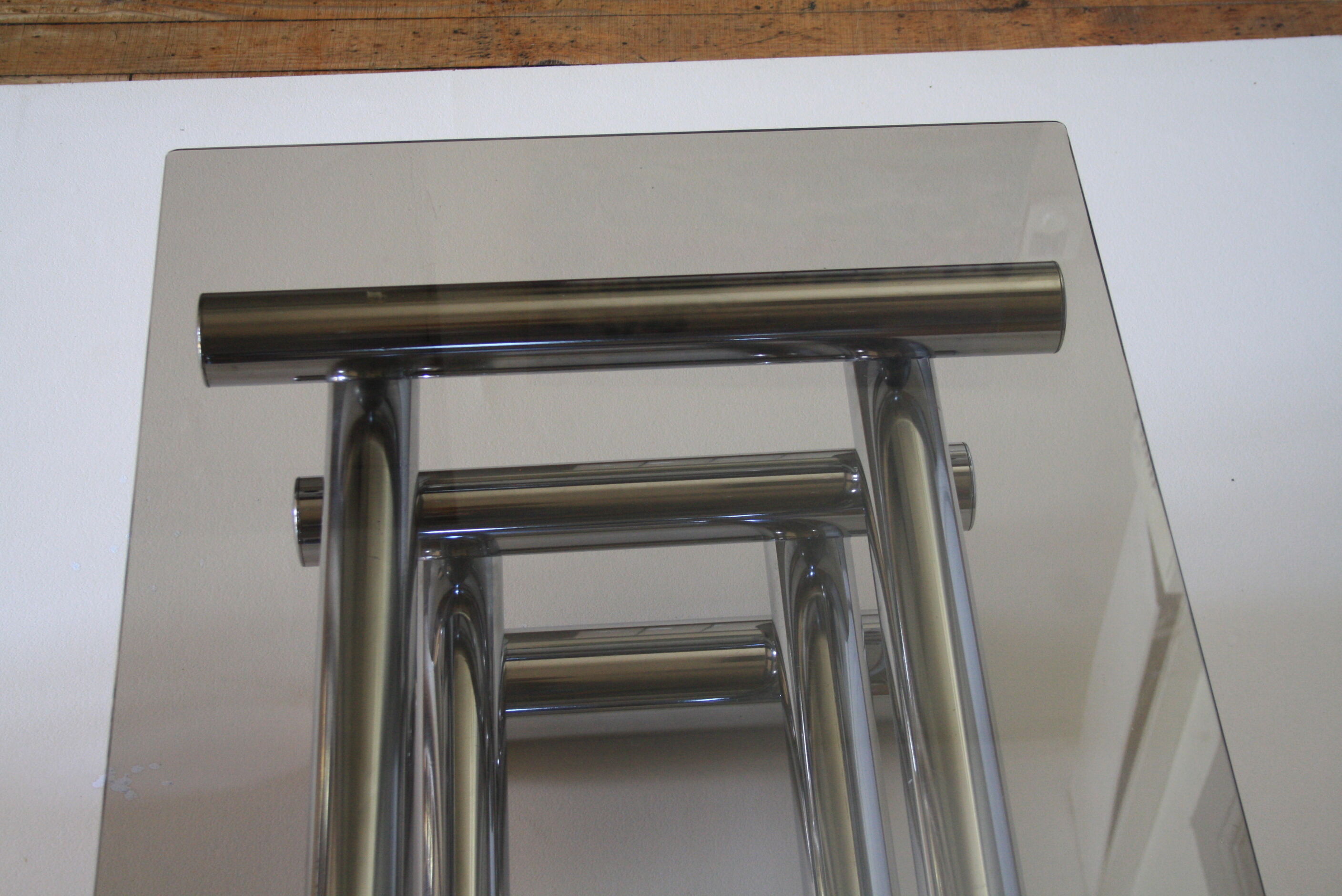 Chrome & smoked glass coffee table