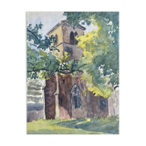 Tableau « église de gevrey chambertin » (21) jean-francois devaliere (1926-2021)