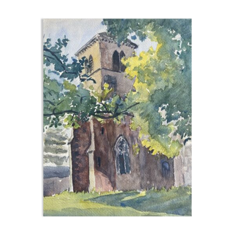 Painting "church of gevrey chambertin" (21) jean-francois devaliere (1926-2021)