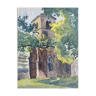 Painting "church of gevrey chambertin" (21) jean-francois devaliere (1926-2021)