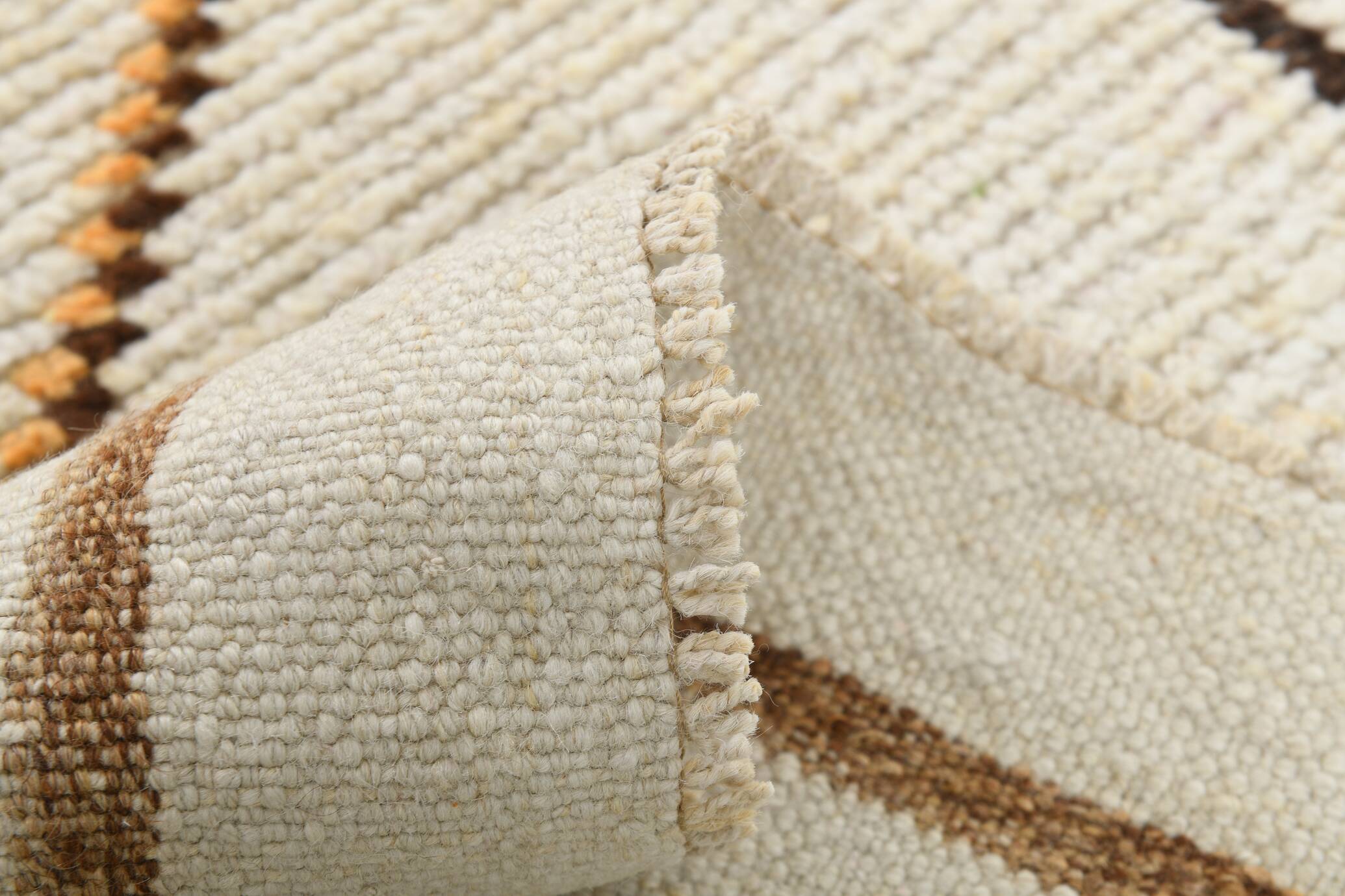 Beige & Brown Classic Turkish Runner Rug, 100x332Cm