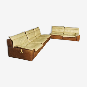 Leather sofa by Carlo Bartoli, 1970, set of 5