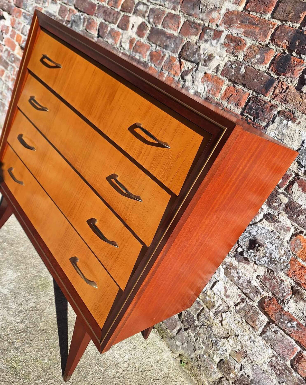 Vintage Chest of Drawers with Compass Feet, Old Furniture