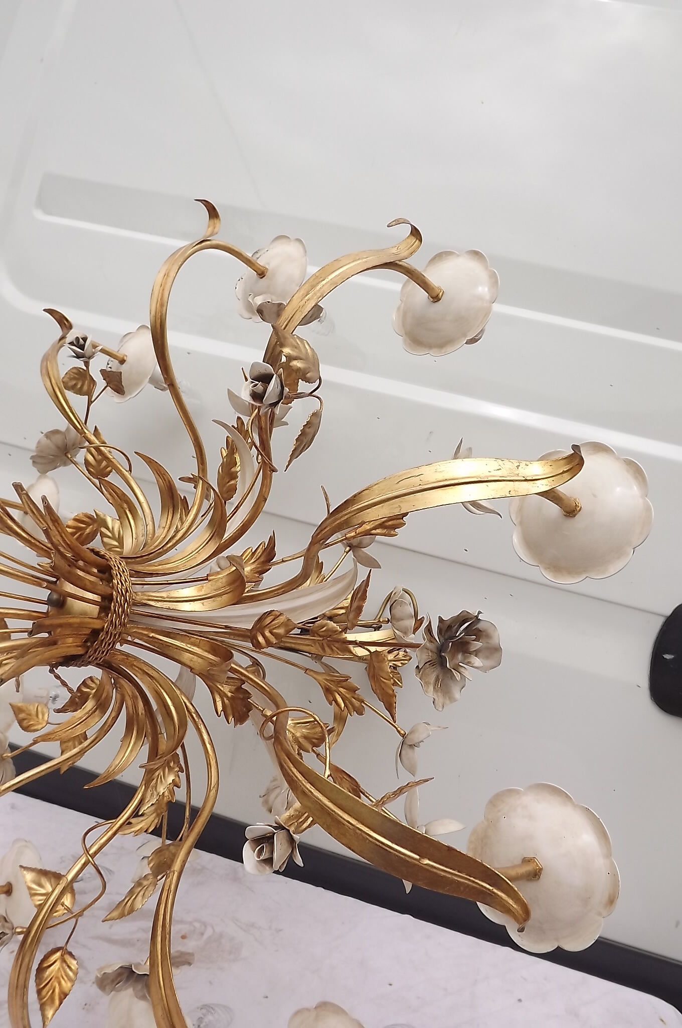 Lustre vintage des années 60 métal doré