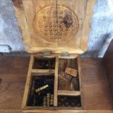 Old Board Game of Checkers Chess Solitaire Domino in Raw Olivier Wood