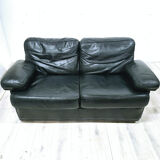 Leather two seater sofa by Tito Agnoli for Poltroon Frau, Italy 1980s