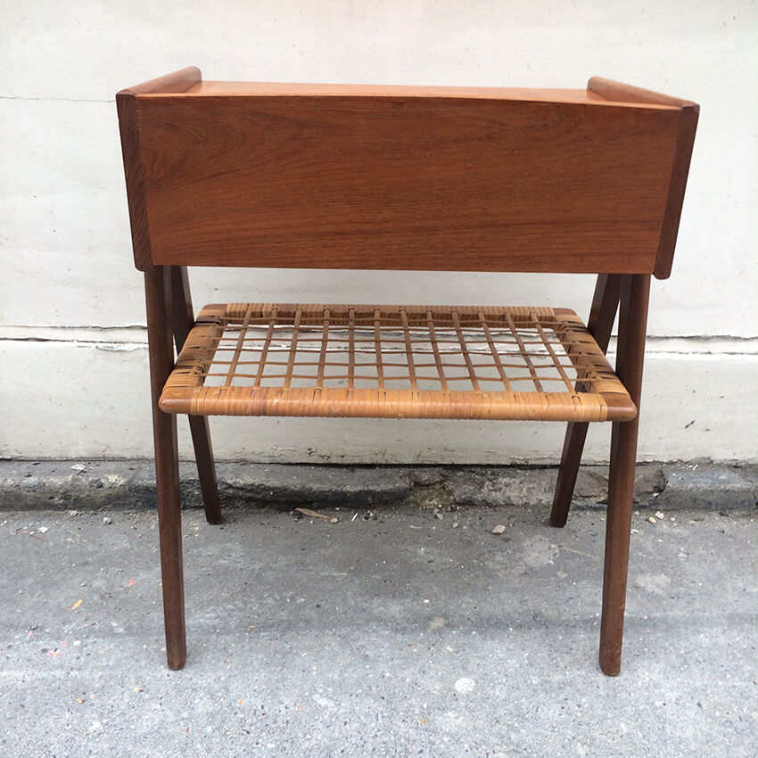 Chevet sellette bois et rotin 1950