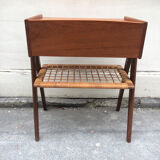 Bedside, harness wood and rattan 1950