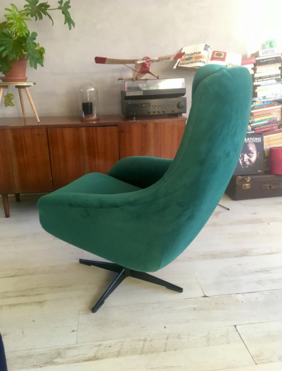 Polish vintage swivel chair WEGA from 70s in velvet