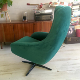 Fauteuil pivotant polonais vintage WEGA des années 70 en velours