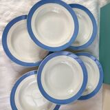 6 pastel blue soup plates in céranord st amand earthenware - languedoc model - lot 1