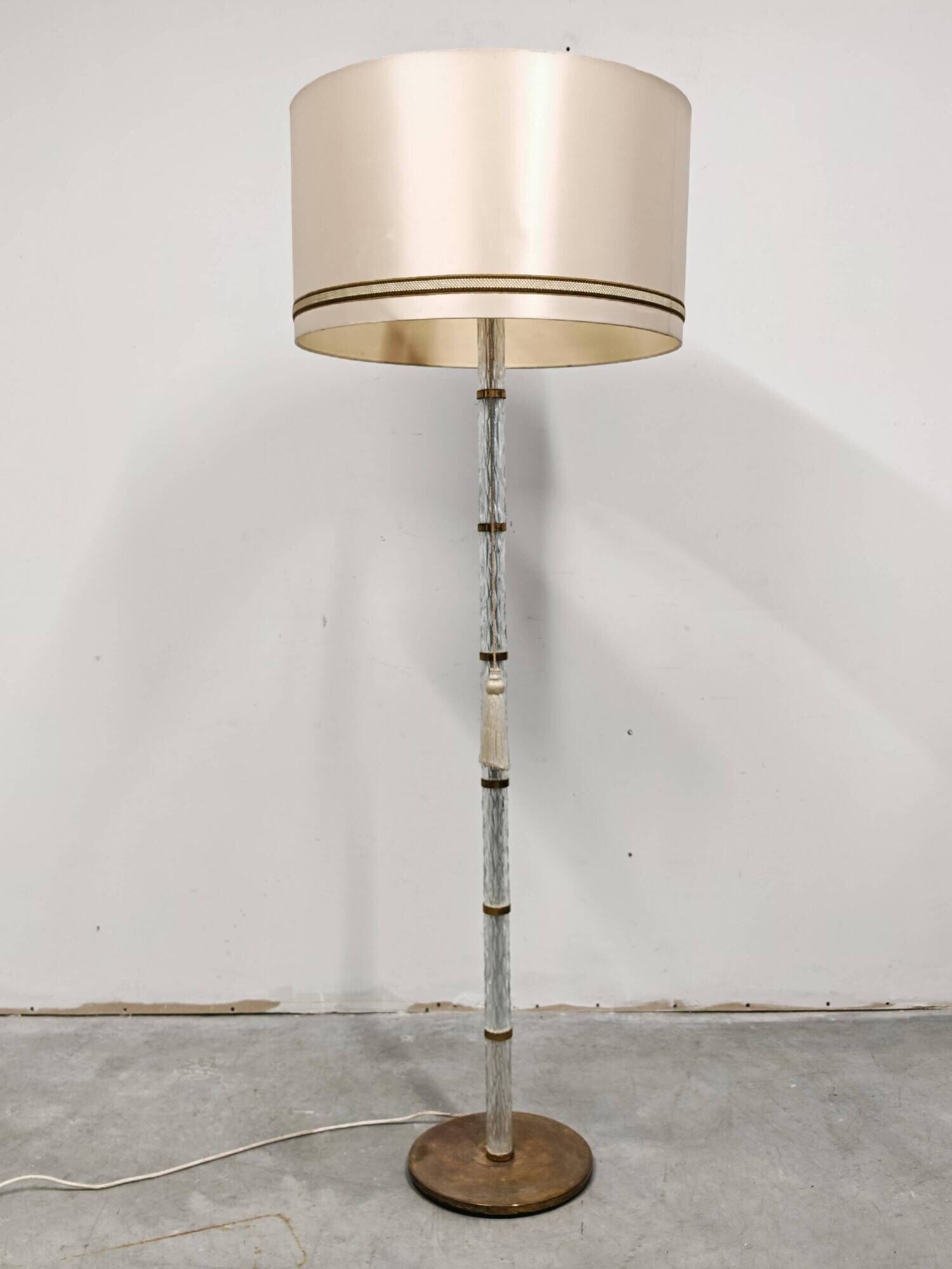Mid-Century frosted glass floor lamp brass Richard Essig 1960s