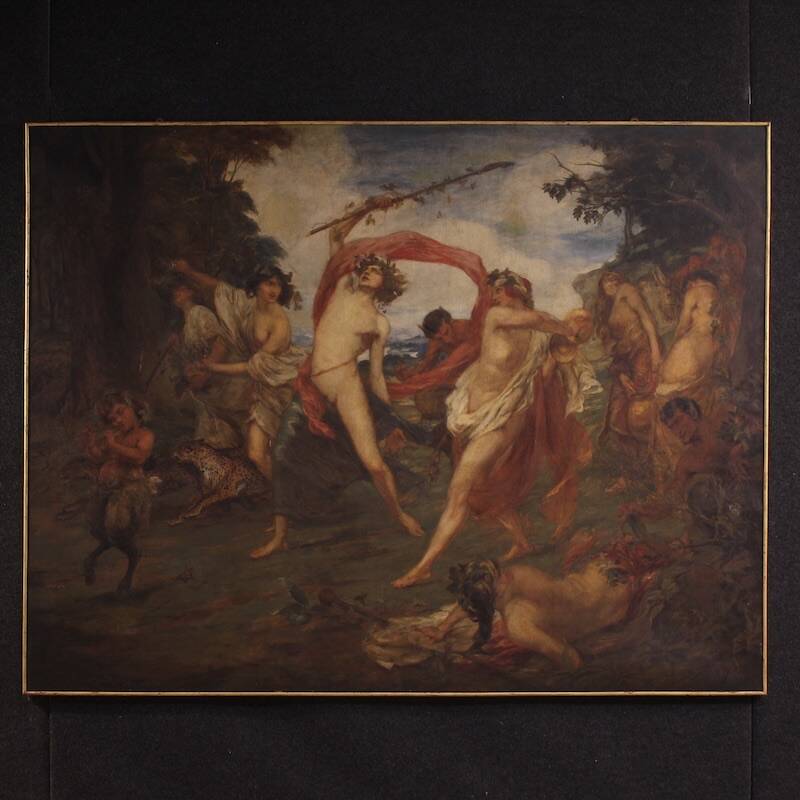 Mythological painting signed Vera Willoughby and dated 1911, Bacchanal
