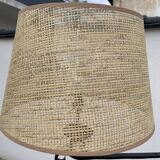 Lampadaire en fer forgé et cannage, 1970
