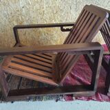 Pair of modernist Rio rosewood rack-and-pinion armchairs