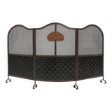 French Art Deco wrought iron fireplace screen with 3 panels