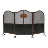 French Art Deco wrought iron fireplace screen with 3 panels