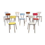 Set of 9 chairs in multicolored formica