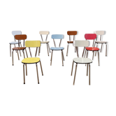 Lot de 9 chaises en formica multicolore