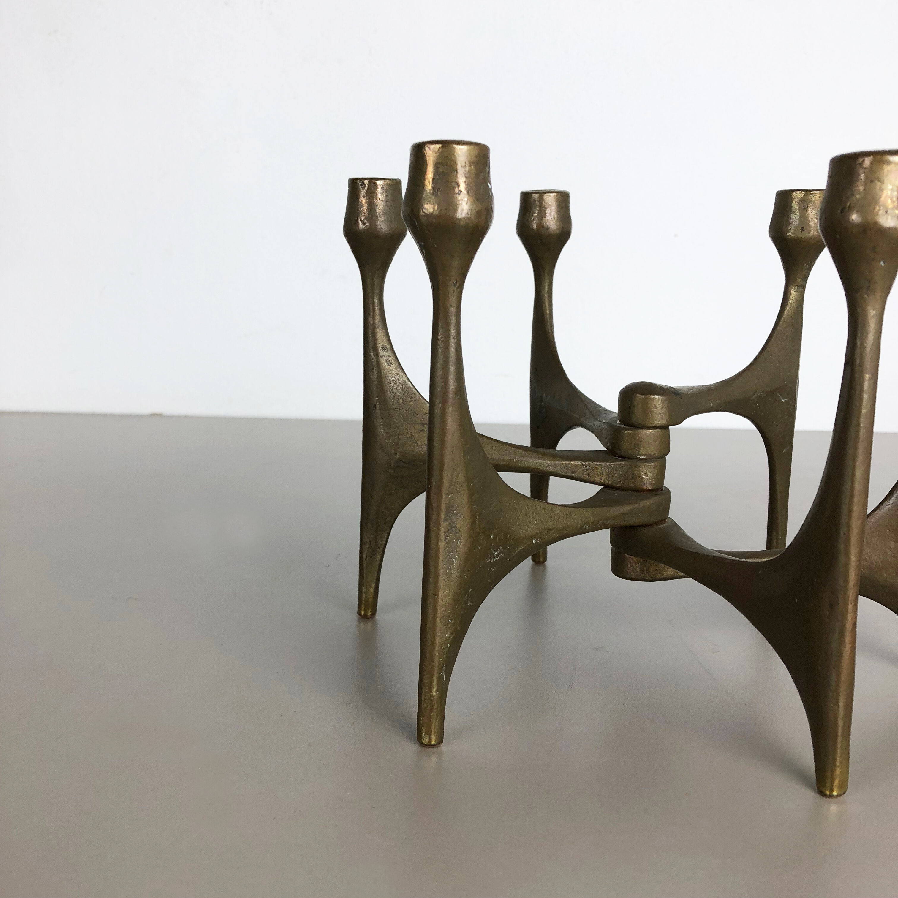 Brutalist bronze candleholder by Michael Harjes, Germany, 1960