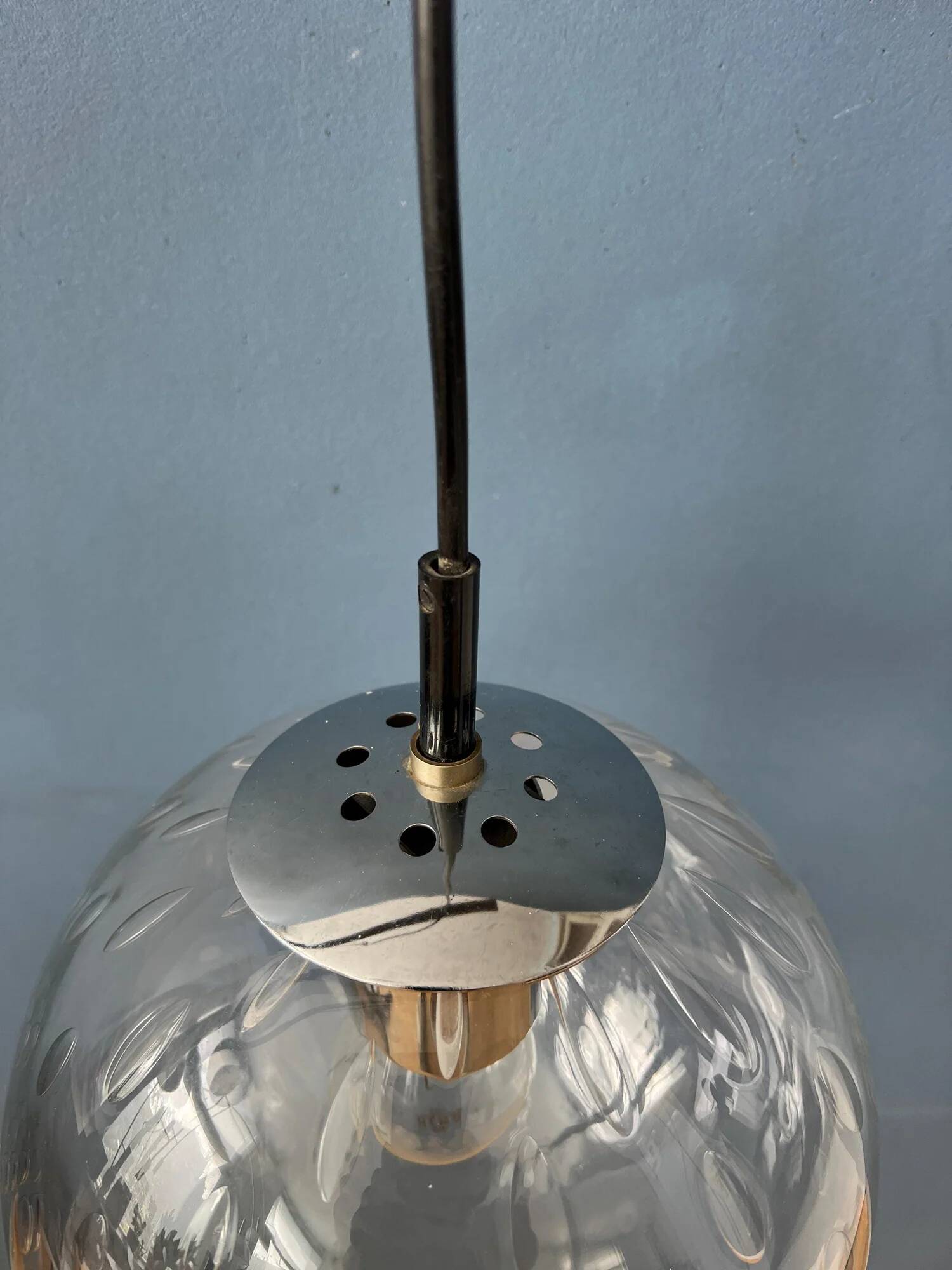 Suspension vintage en verre grainé Raak