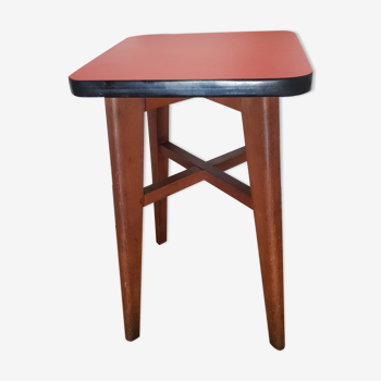 Wooden and red formica stool