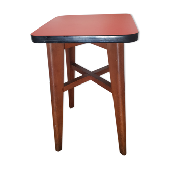 Wooden and red formica stool