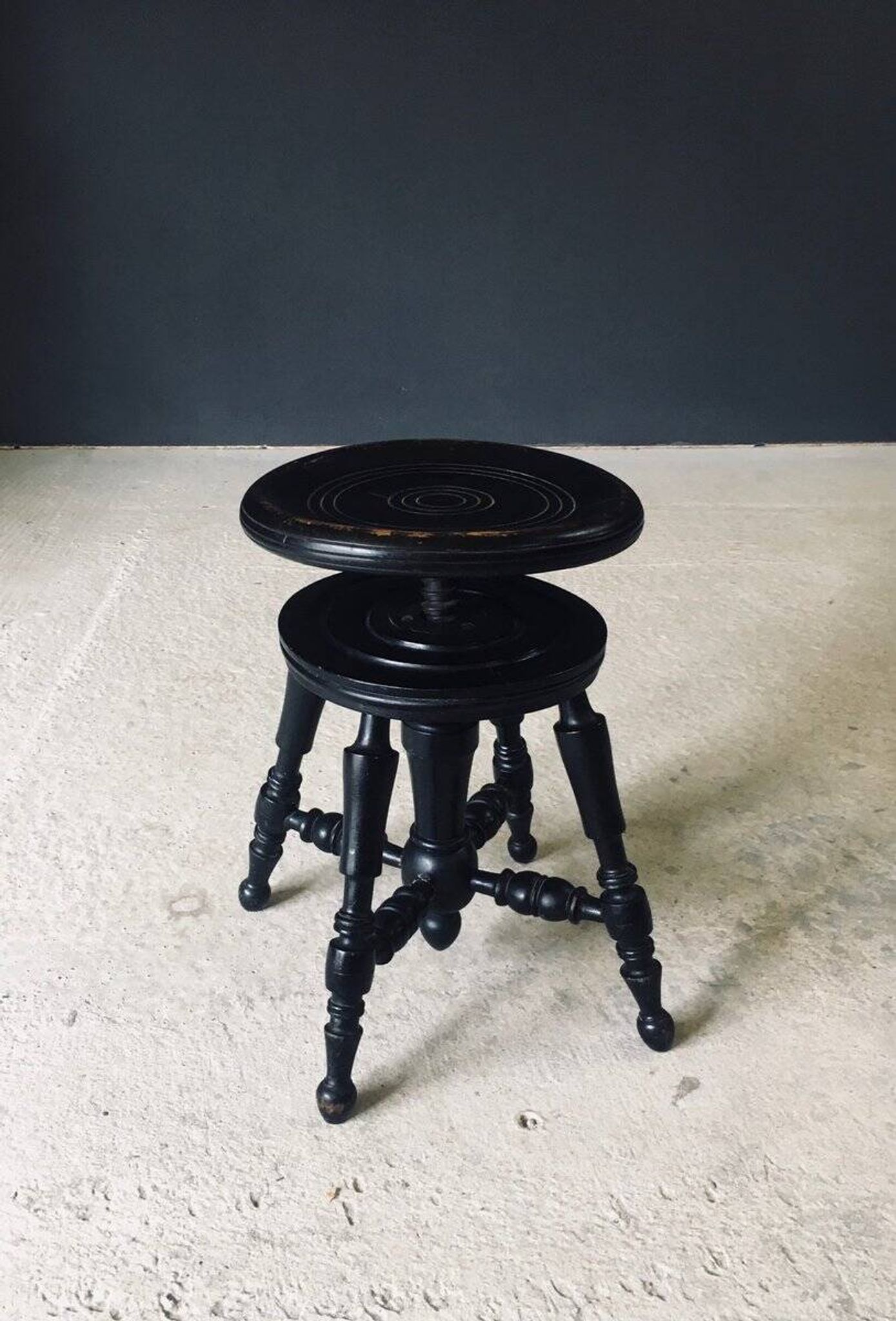 Early 20th Century Black Stained Piano Stool, 1890s