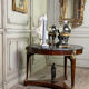 Empire pedestal table in mahogany and bronze, Saint-Anne grey marble with groove, circa 1800