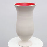 Red interior white ceramic vase