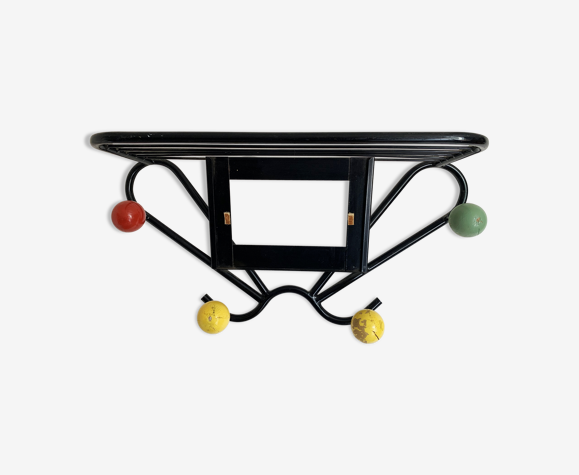 Vintage coat rack in metal and wood
