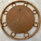 Vintage rattan round mirror 43cm
