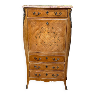 Curved secretary in Louis XV marquetry