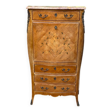 Curved secretary in Louis XV marquetry
