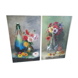 Pair of paintings of flowers