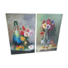 Paire de tableaux de fleurs Augizeau, 1932