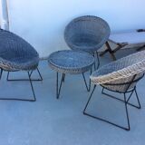 Set of 3 armchairs and table