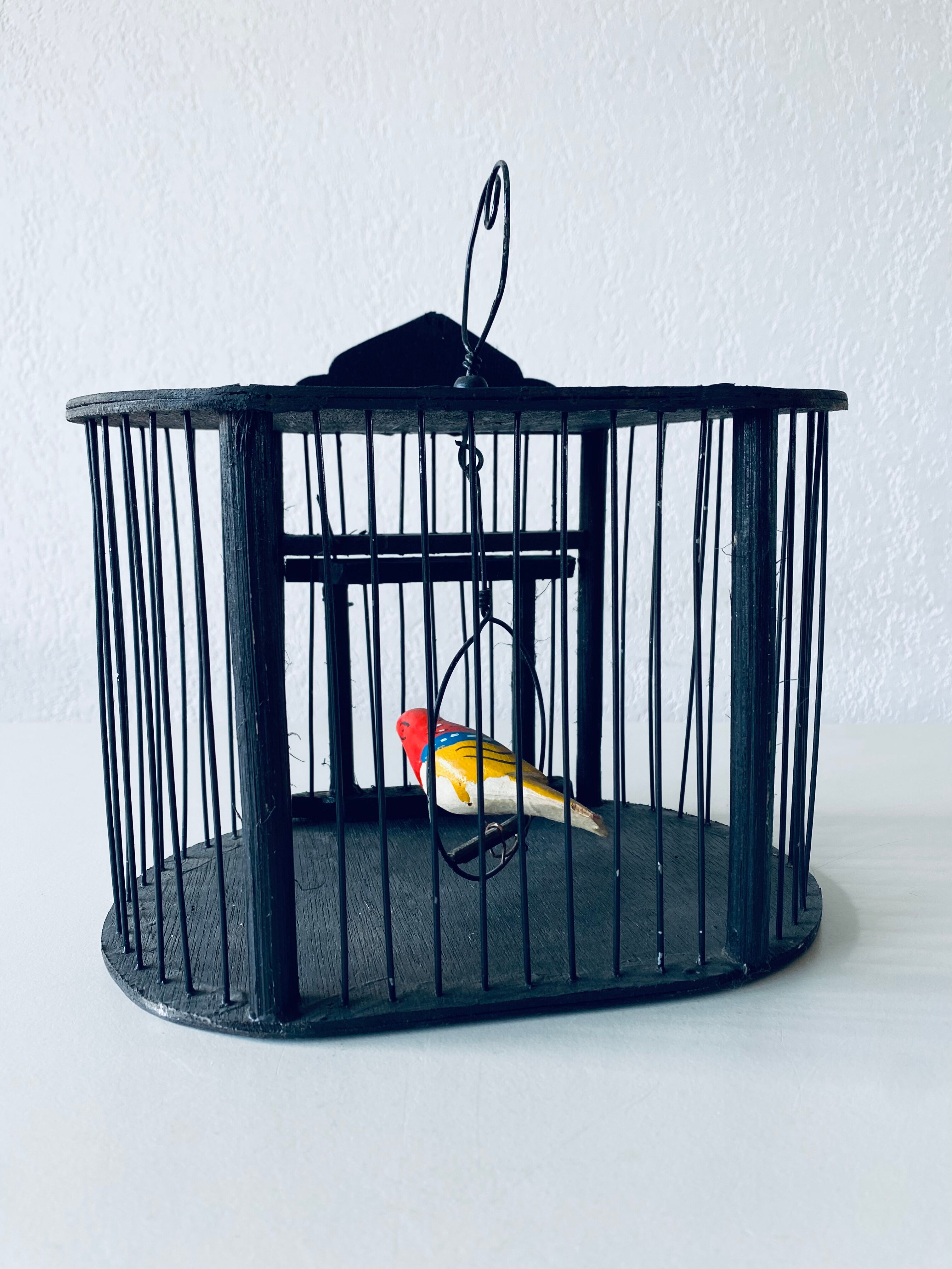 Vintage wooden birdcage