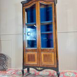 Vitrine En Marqueterie Et Bois Noirci De Style Transition XIX Eme Siècle