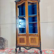 19th Century Transition Style Marquetry and Blackened Wood Display Cabinet
